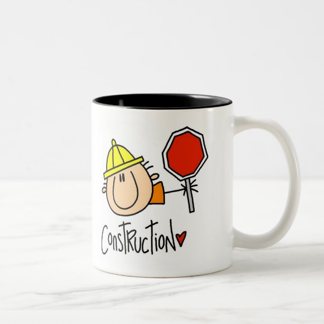 Male Construction Worker Two-Tone Coffee Mug (Right)