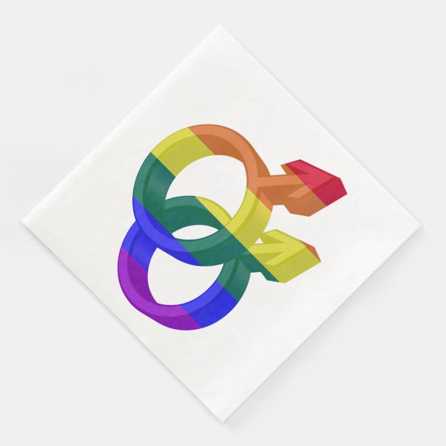 Male Couple Pride Symbols Rainbow Flag Napkin (Corner)