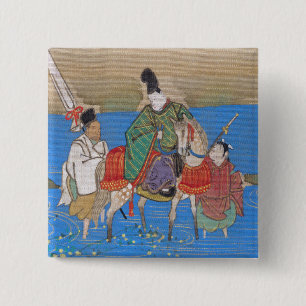 Male Courtier on Horseback Crossing River (1839) 15 Cm Square Badge