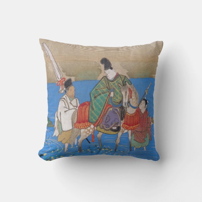 Male Courtier on Horseback Crossing River (1839) Cushion (Front)