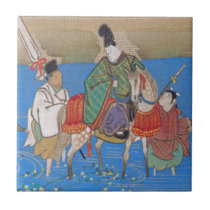 Male Courtier on Horseback Crossing River (1839) Tile