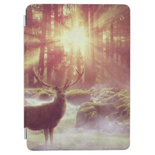 Male Deer in Misty Woods at Sunrise Golden Hour iPad Air Cover