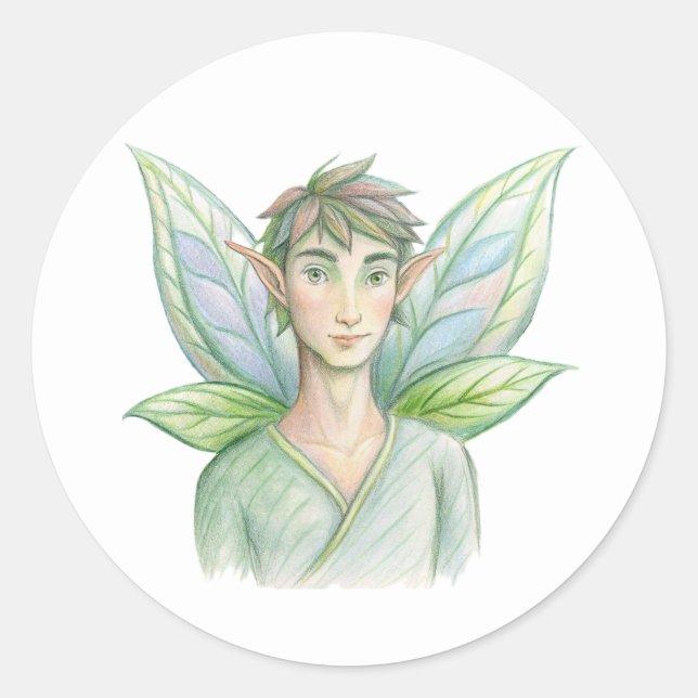 Male Fairy Classic Round Sticker (Front)