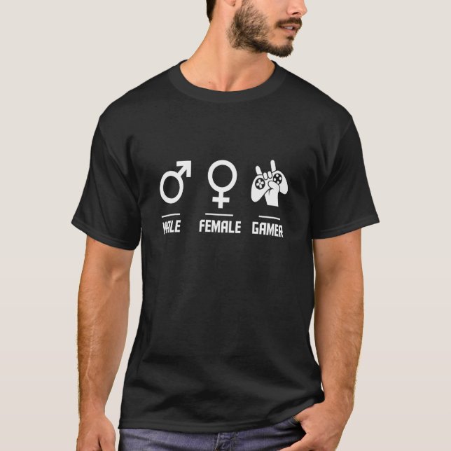 Male Female Gamer Video Gamer Gaming Pc Console Ge T-Shirt (Front)