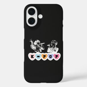 Male Female Idols Singing KPop Hearts Music Design iPhone 16 Case