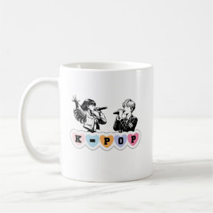 Male Female Idols Singing KPop Hearts Music Design Coffee Mug