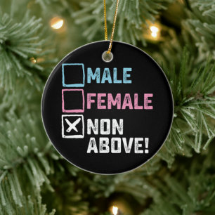 Male Female Non Above! Funny Transgender Gays  Ceramic Tree Decoration