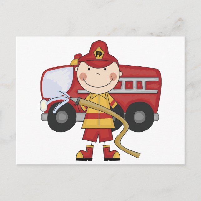 Male Firefighter T-shirts and Gifts Postcard (Front)