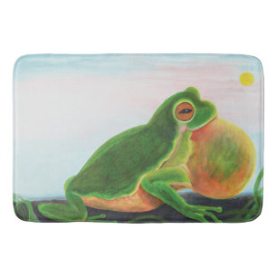 Male frog sing a song to attract a mate bath mat