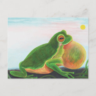 Male frog sing a song to attract a mate holiday postcard