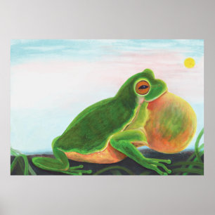 Male frog sing a song to attract a mate poster