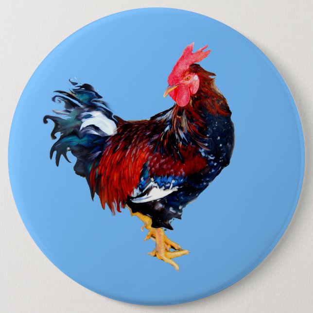 male gallinaceous ,rooster 6 cm round badge (Front)