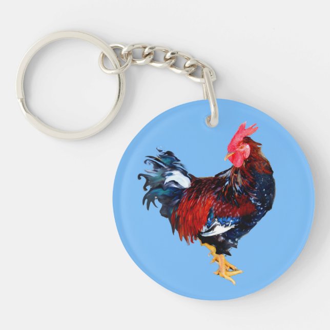 male gallinaceous ,rooster key ring (Front)