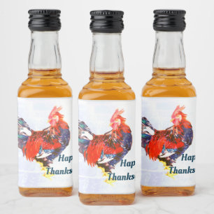 male gallinaceous ,rooster Personalised Liquor Bottle Label