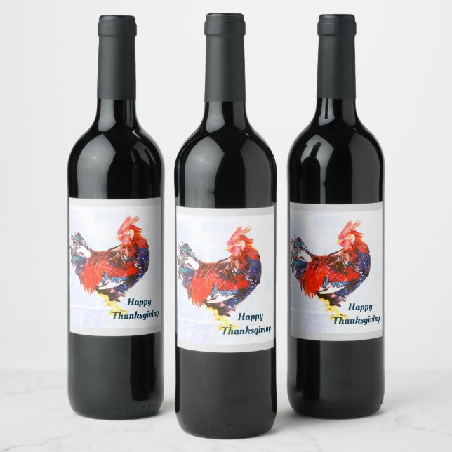 male gallinaceous ,rooster Personalised Wine Label (Bottles)