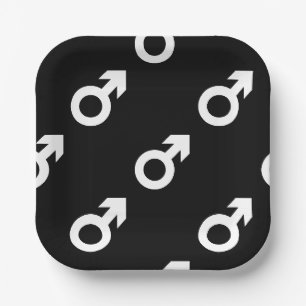 male gender symbol black white paper plate