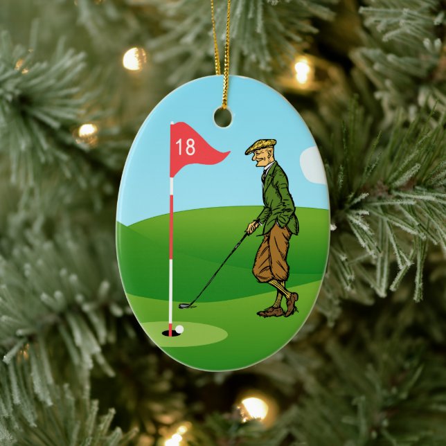 Male Golfers:  1 Tapping In & 1 Pitching Out Ceramic Tree Decoration (Tree)