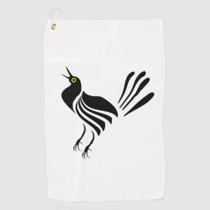 Male Grackle Black Bird Golf Towel