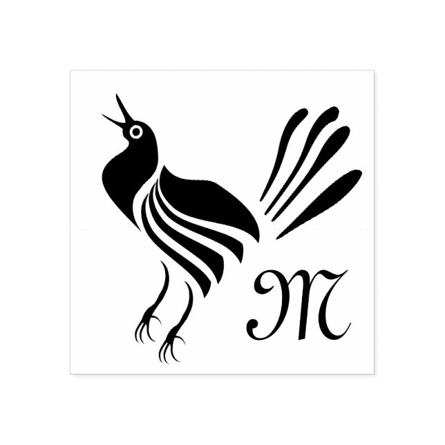 Male Grackle Black Bird Rubber Stamp (Imprint)