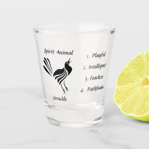Male Grackle Black Bird Shot Glass