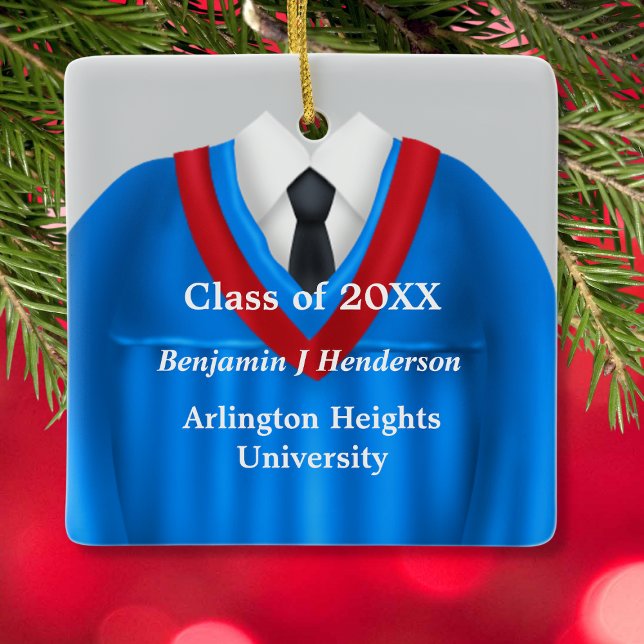 Male Grad Gown Blue and Red Ornament (Creator Uploaded)