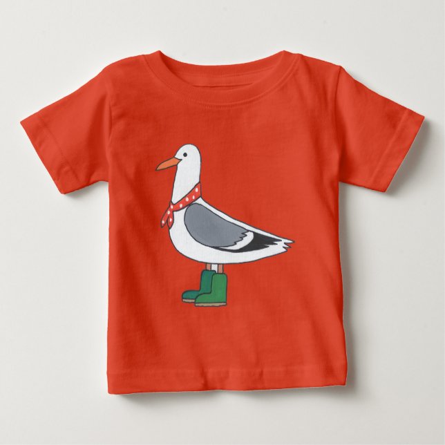 Male Gull - Scarf and Boots Baby T-Shirt (Front)