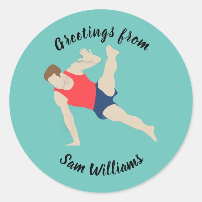 Male Gymnast Classic Round Sticker (Front)