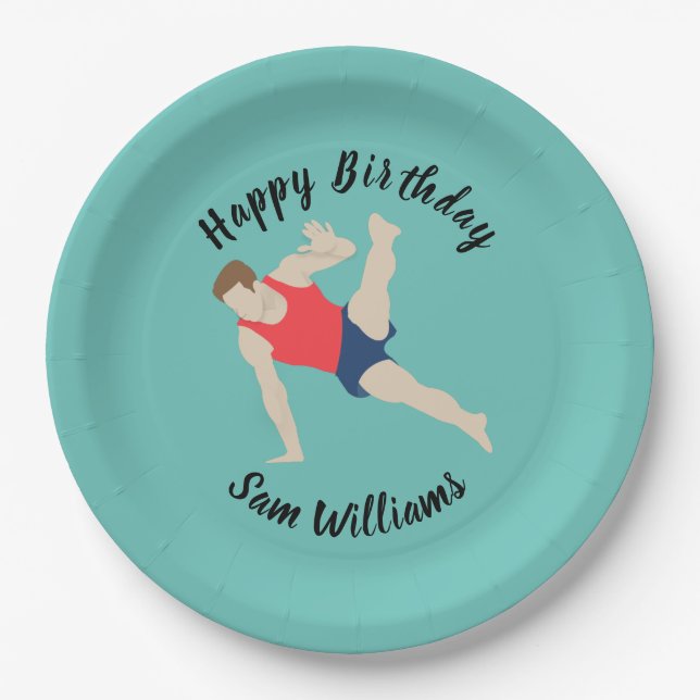 Male Gymnast Paper Plate (Front)