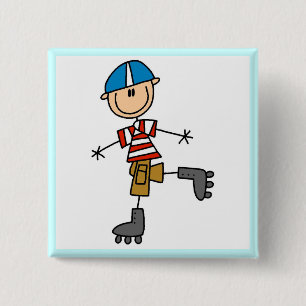 Male In-Line Skating Tshirts and Gifts 15 Cm Square Badge