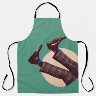 Male legs stacking in round on pastel geometrical  apron