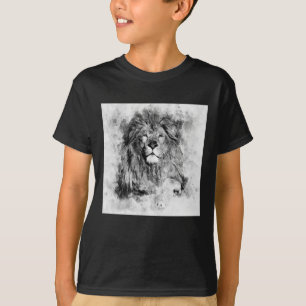 Male Lion Black and White Watercolor Portrait T-Shirt