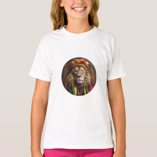 Male Lion Dressed In Rastafarian Outfit T-Shirt
