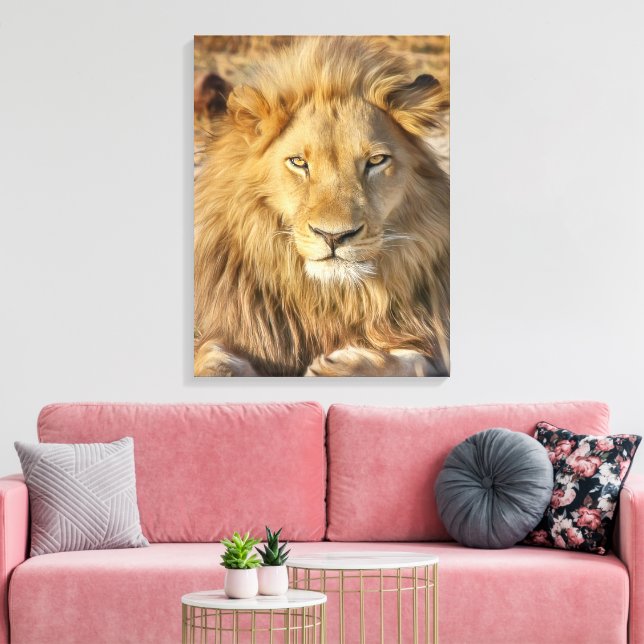 MALE LION STRETCHED CANVAS PRINT (Insitu(LivingRoom))