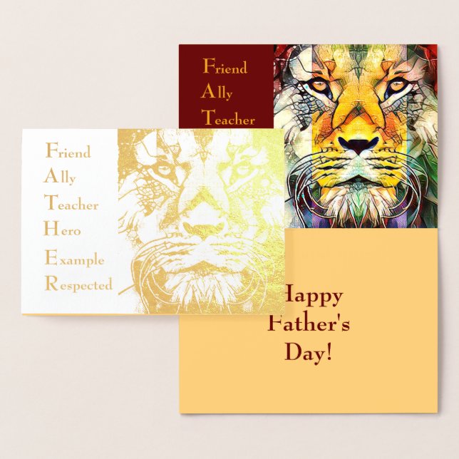 Male Lion Wildlife Art Father Acronym Fathers Day Foil Card (Display)