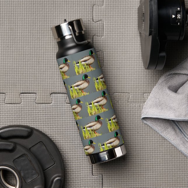 Male Mallard Duck Pattern Water Bottle (Gym)