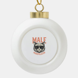 Male Manipulator Funny Cat Sunglasses Vintage Shir Ceramic Ball Christmas Ornament