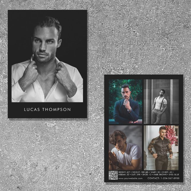 Male Modelling Actor Comp Card 5 Photo QR Code (Creator Uploaded)
