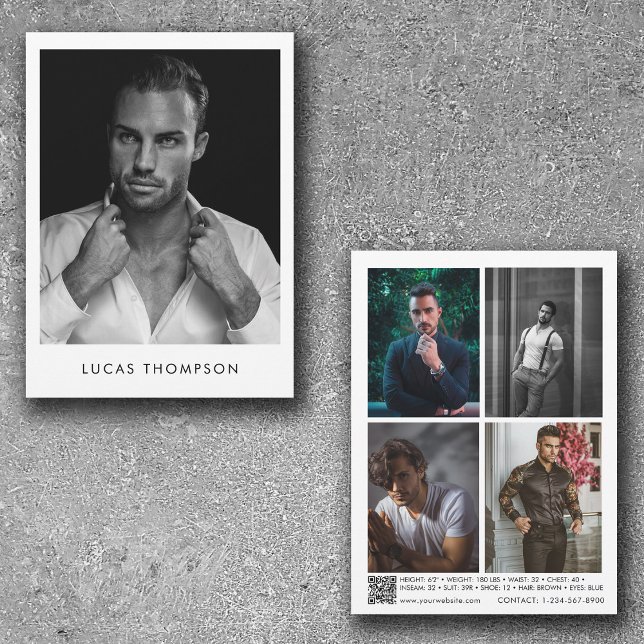 Male Modelling Actor Comp Card 5 Photo QR Code (Creator Uploaded)