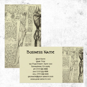Male Muscle Anatomy Sketch by Leonardo da Vinci Business Card