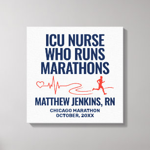Male Nurse Marathon Art ICU RN Runner Canvas Print