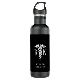 Male Nurse RN Graduate Black White Personalized 710 Ml Water Bottle