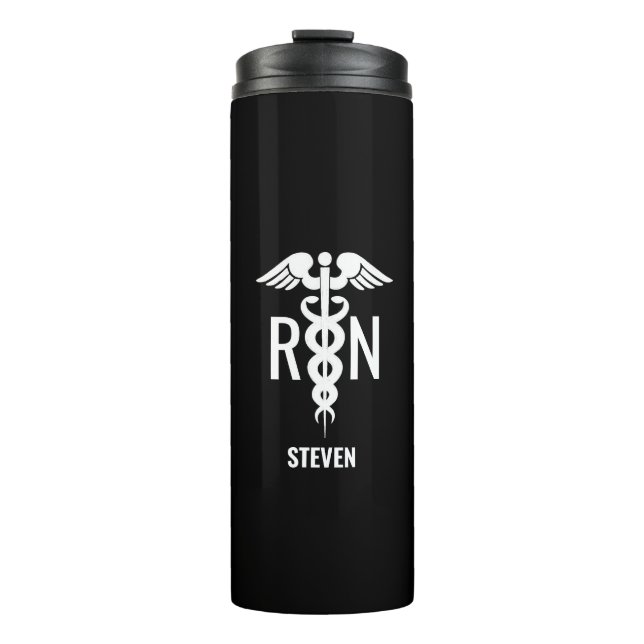 Male Nurse RN Murse Black White Personalised Thermal Tumbler (Front)