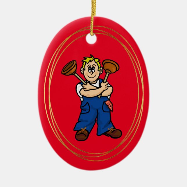 Male Plumber Personalised Christmas Ornament (Front)
