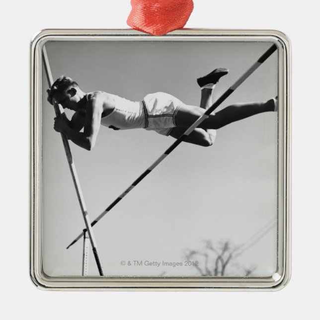 Male Pole Vaulter Metal Tree Decoration (Front)