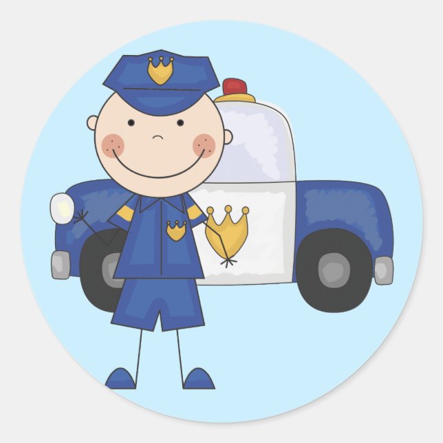 Male Police Officer Tshirts and Gifts Classic Round Sticker (Front)