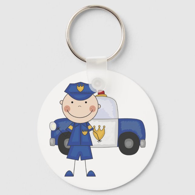 Male Police Officer Tshirts and Gifts Key Ring (Front)
