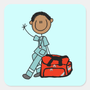 Male Respiratory Therapist or EMT Square Sticker