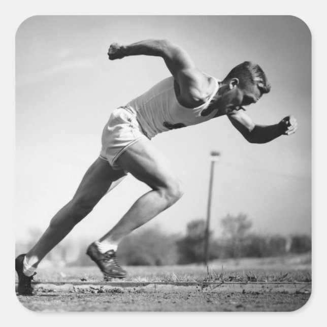 Male Runner Square Sticker (Front)