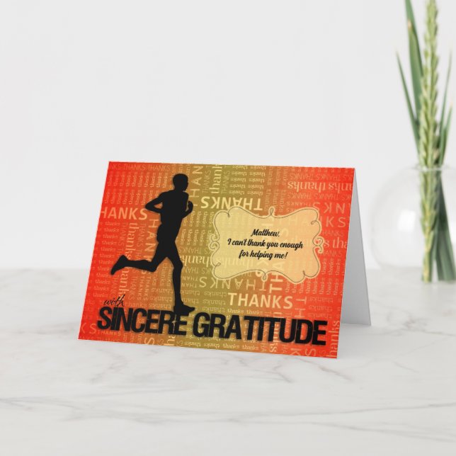 Male Runner Thank You in a Sports Theme Card (Front)