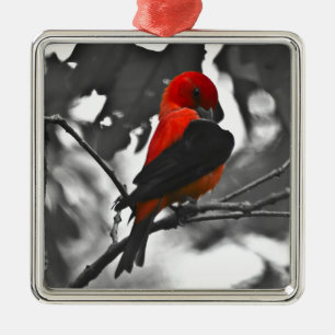Male Scarlet Tanager Metal Tree Decoration